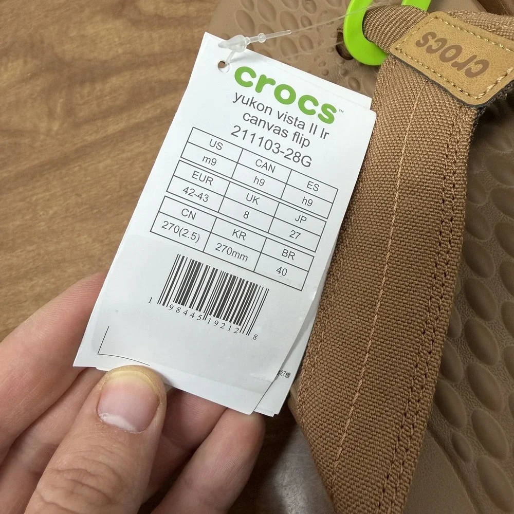 CROCS Men's YUKON VISTA II LiteRide Flip Flop‎ Sandal, Hazelnut, Size 9 - New